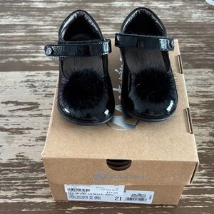 Black Patent Mary Jane Shoes with Pom Pom perfect condition